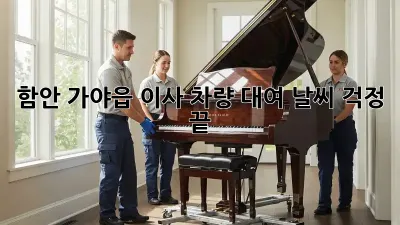 함안 가야읍 이사 차량 대여: 날씨 걱정 끝!